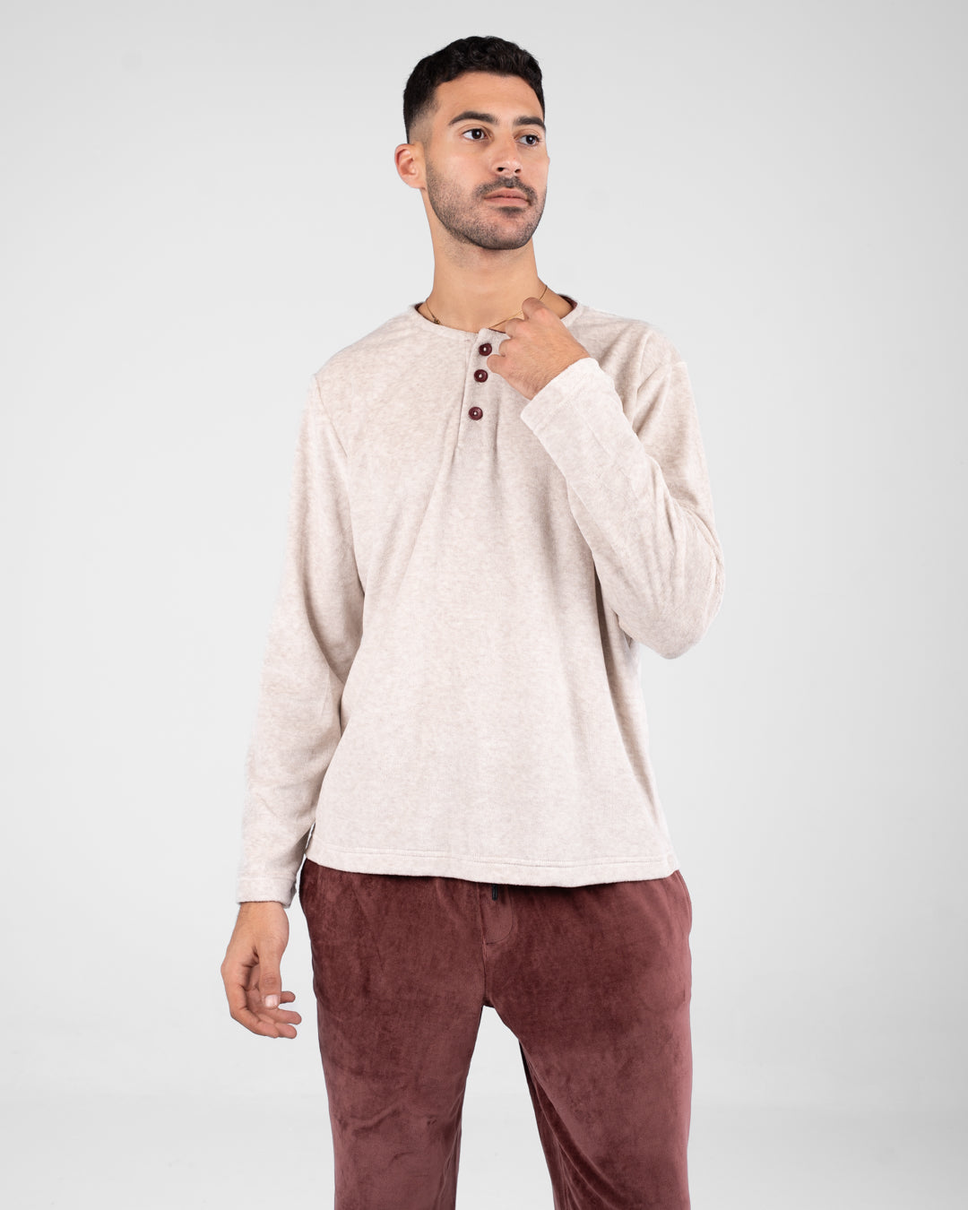 Men Velour Pyjama Long Sleeves