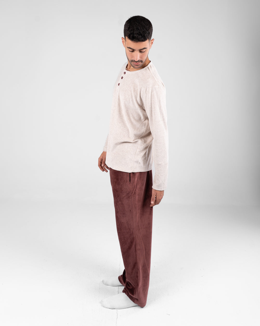 Men Velour Pyjama Long Sleeves