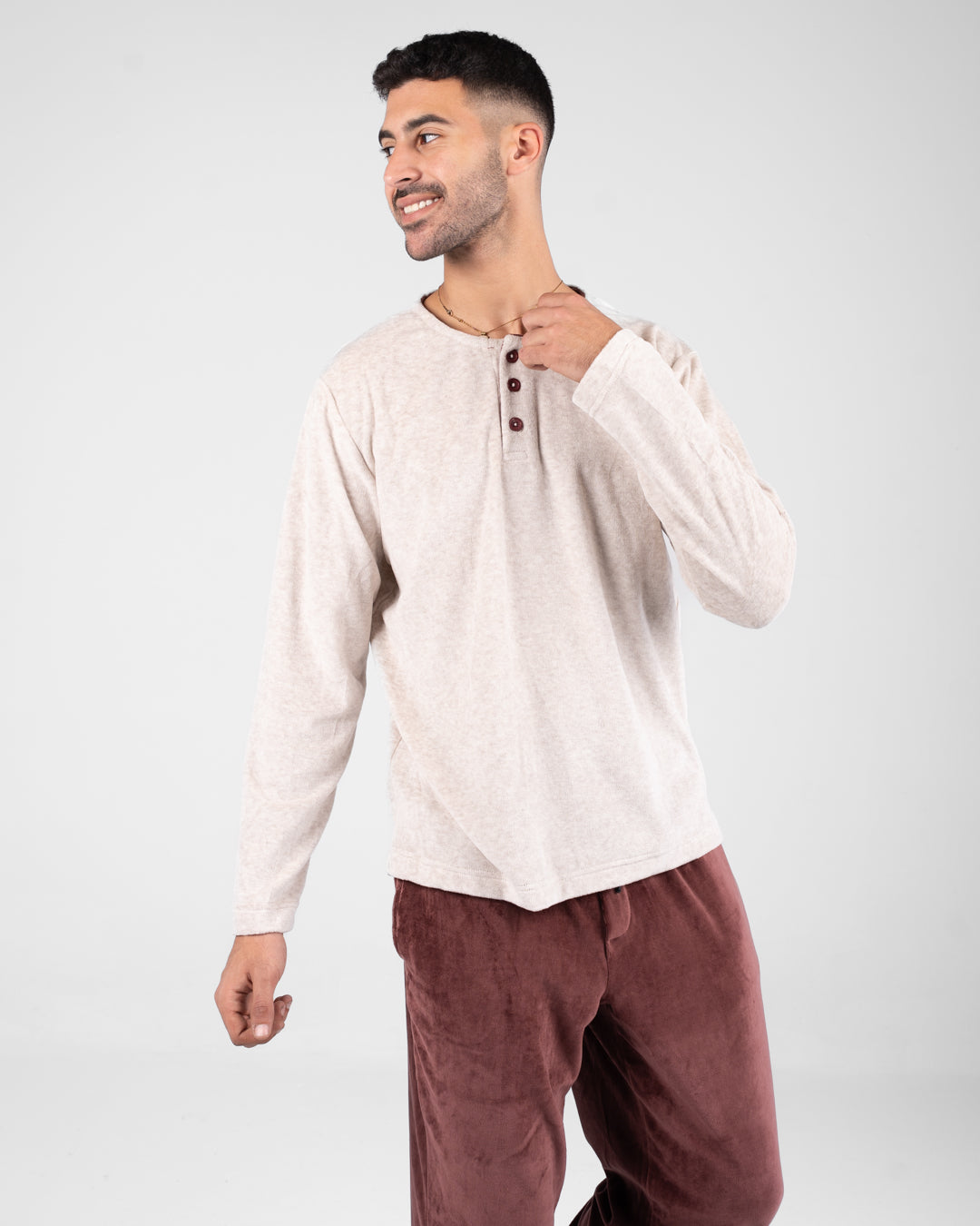 Men Velour Pyjama Long Sleeves