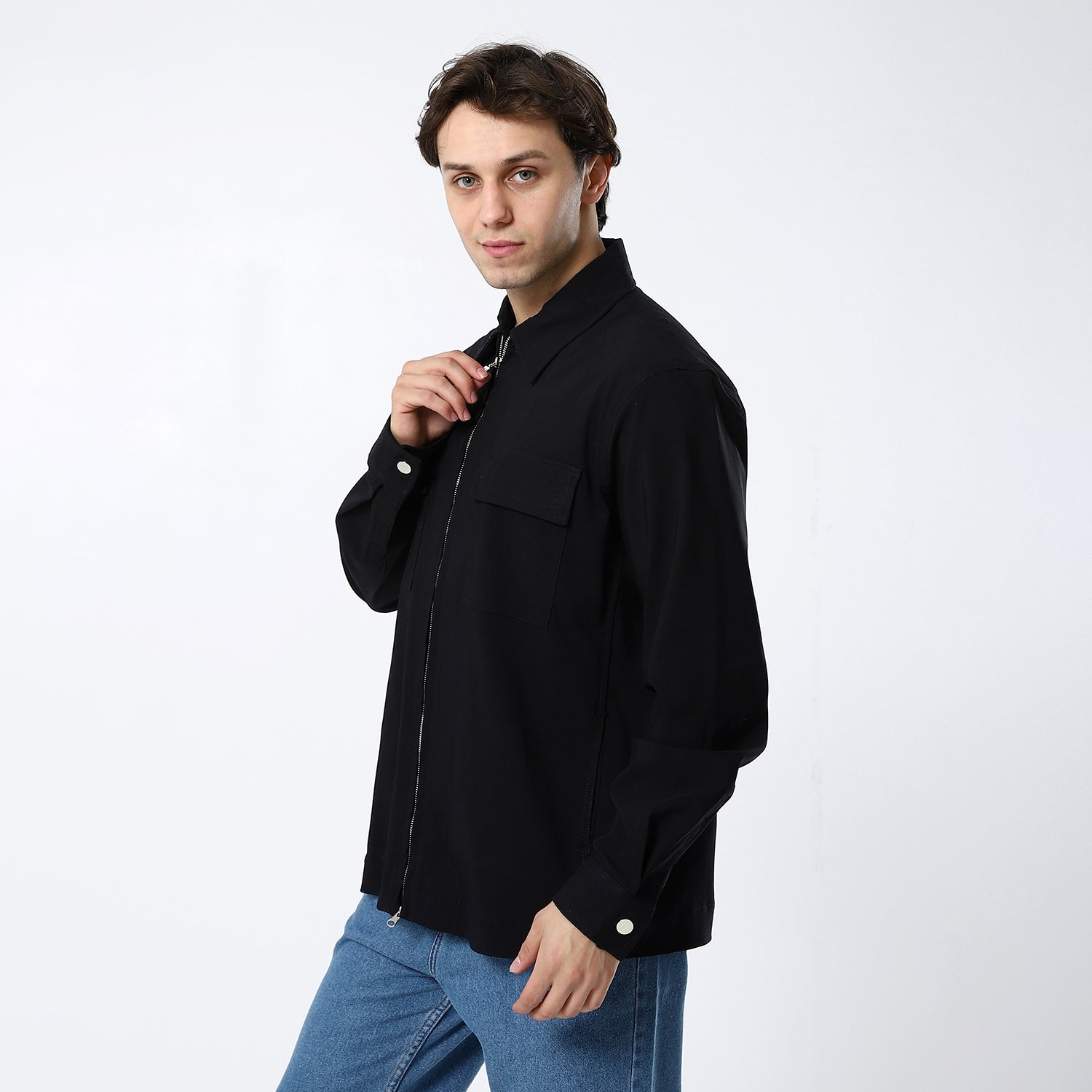 Black Plain Overshirt