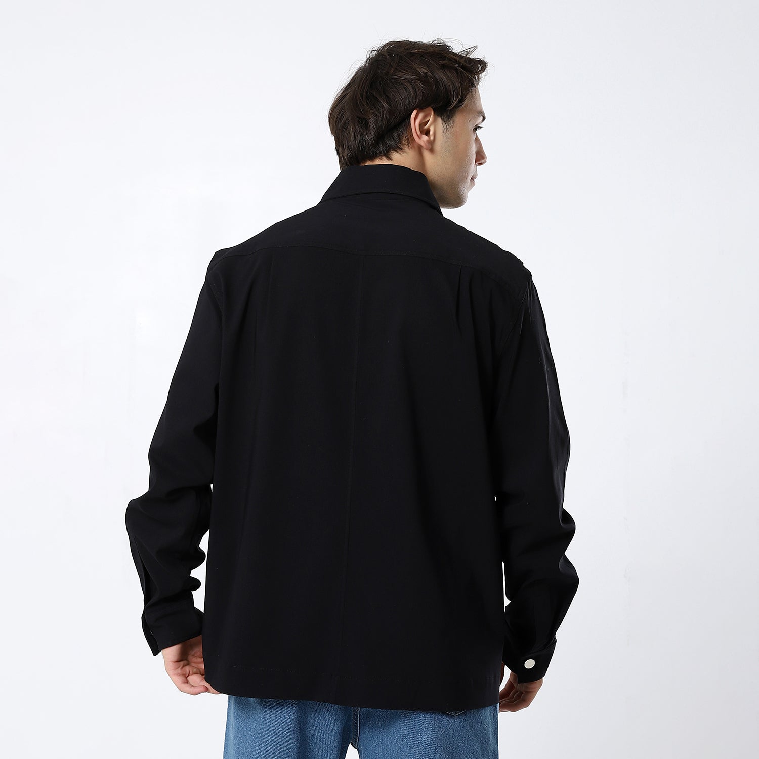 Black Plain Overshirt