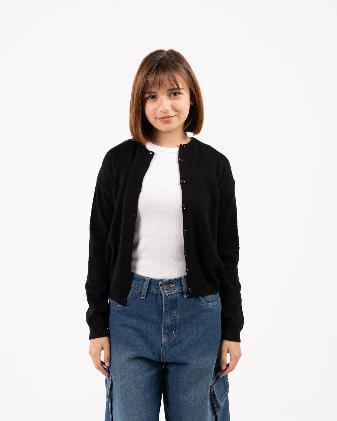 بلوفر بناتي بياقة دائرية