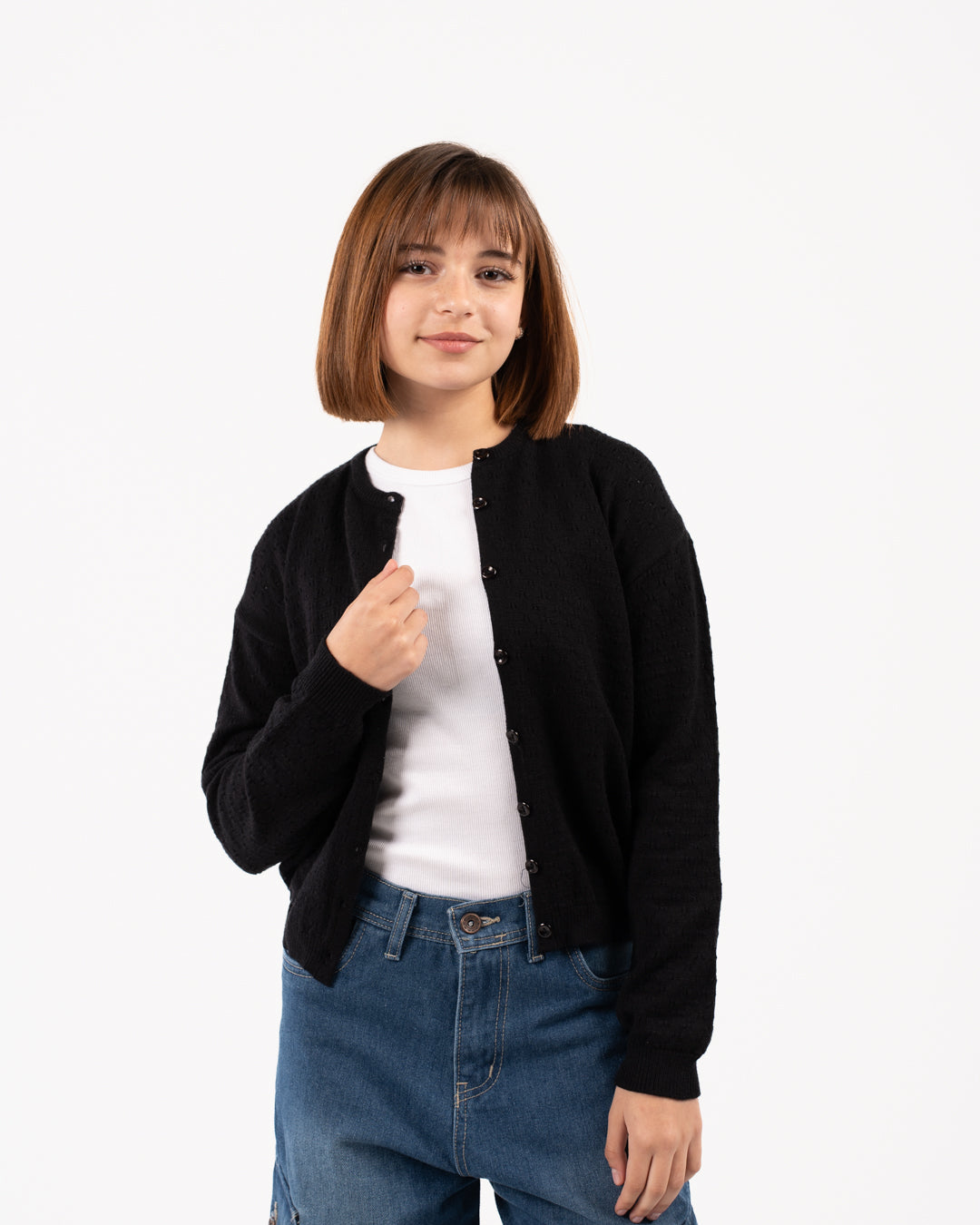 بلوفر بناتي بياقة دائرية