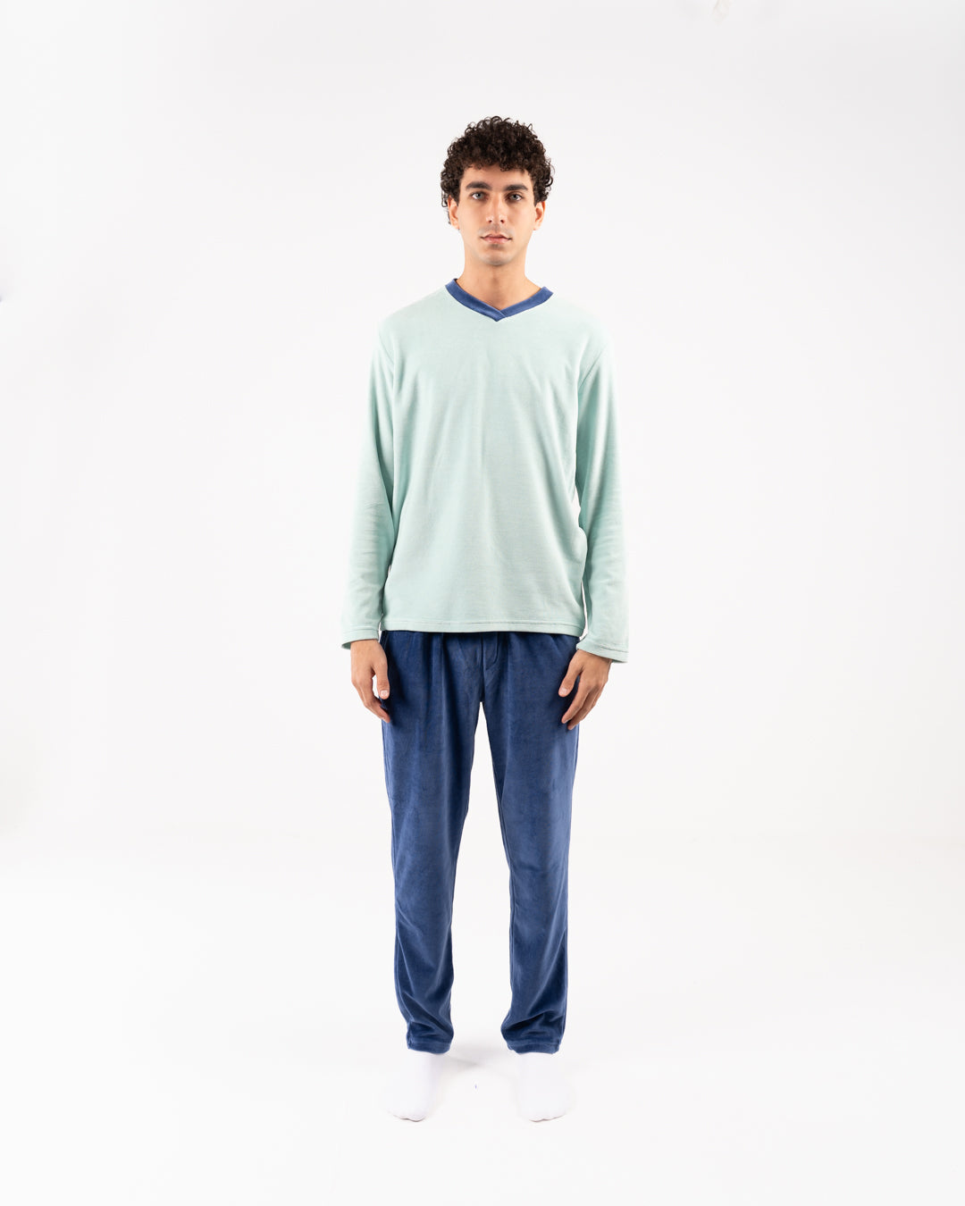 Men Velour Pyjama Long Sleeves