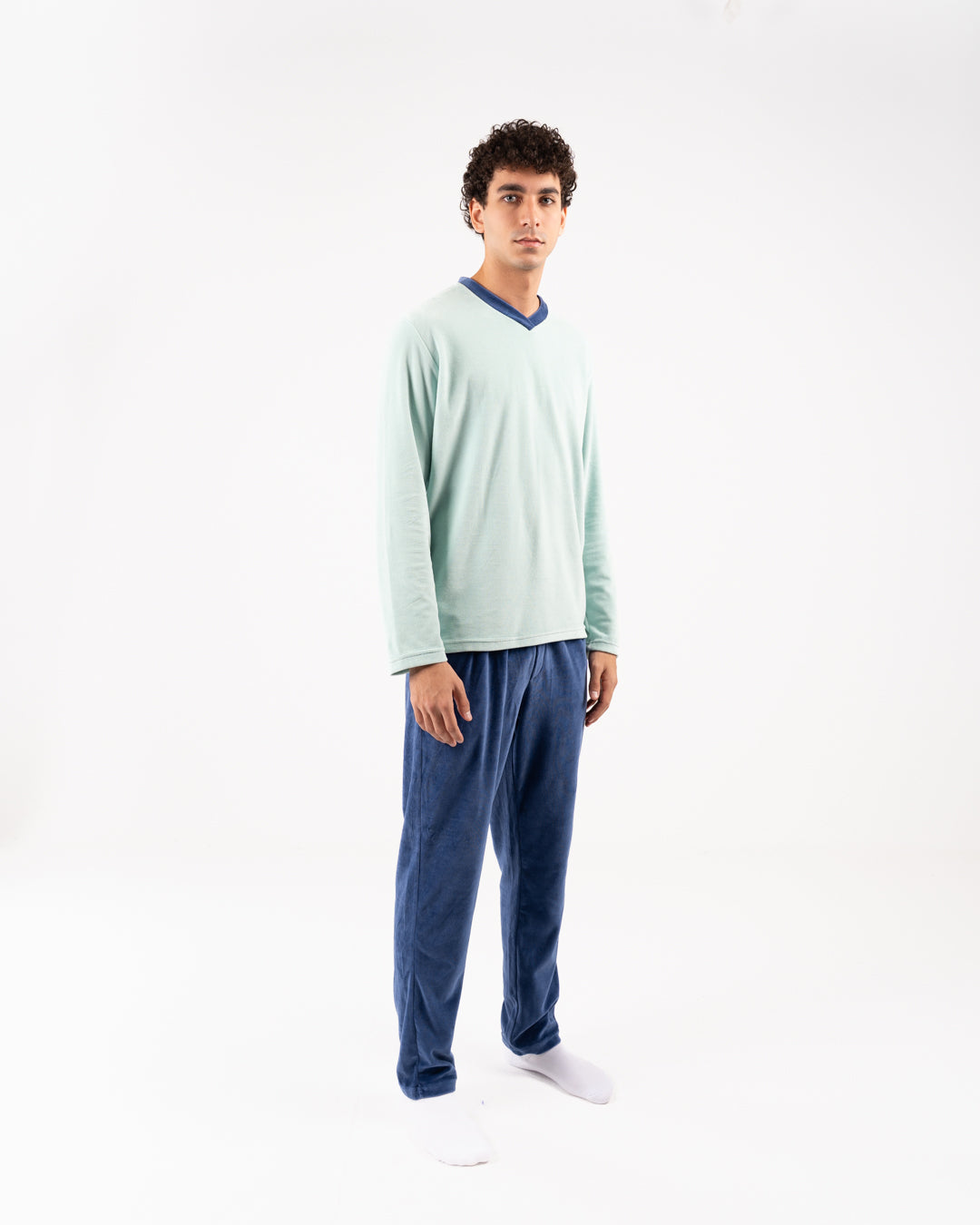 Men Velour Pyjama Long Sleeves