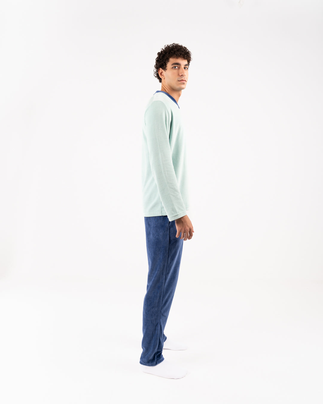 Men Velour Pyjama Long Sleeves