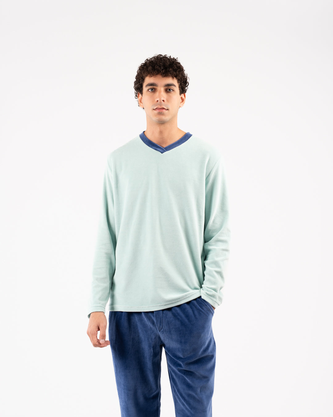 Men Velour Pyjama Long Sleeves