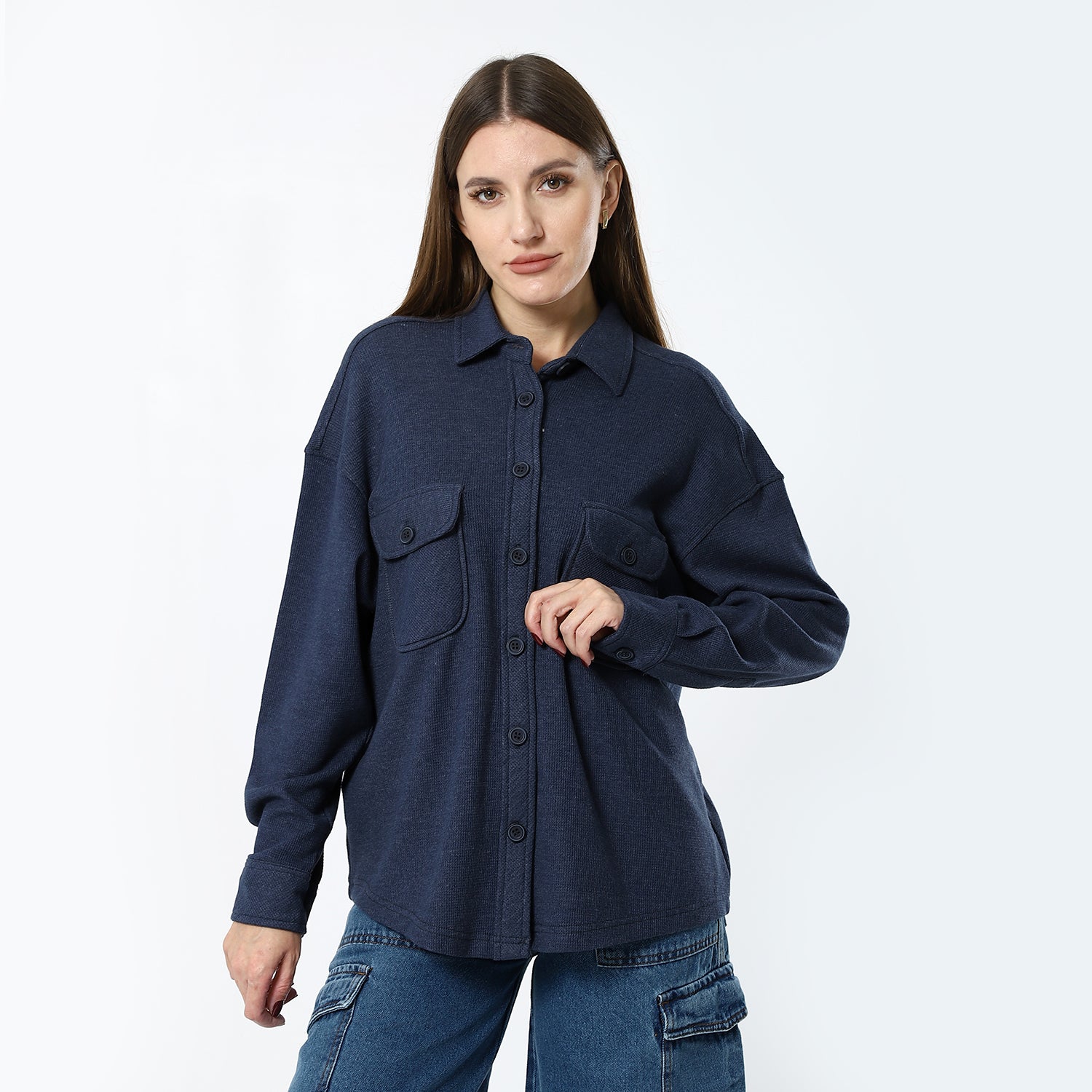 Steel Blue Long Sleeves Shirt