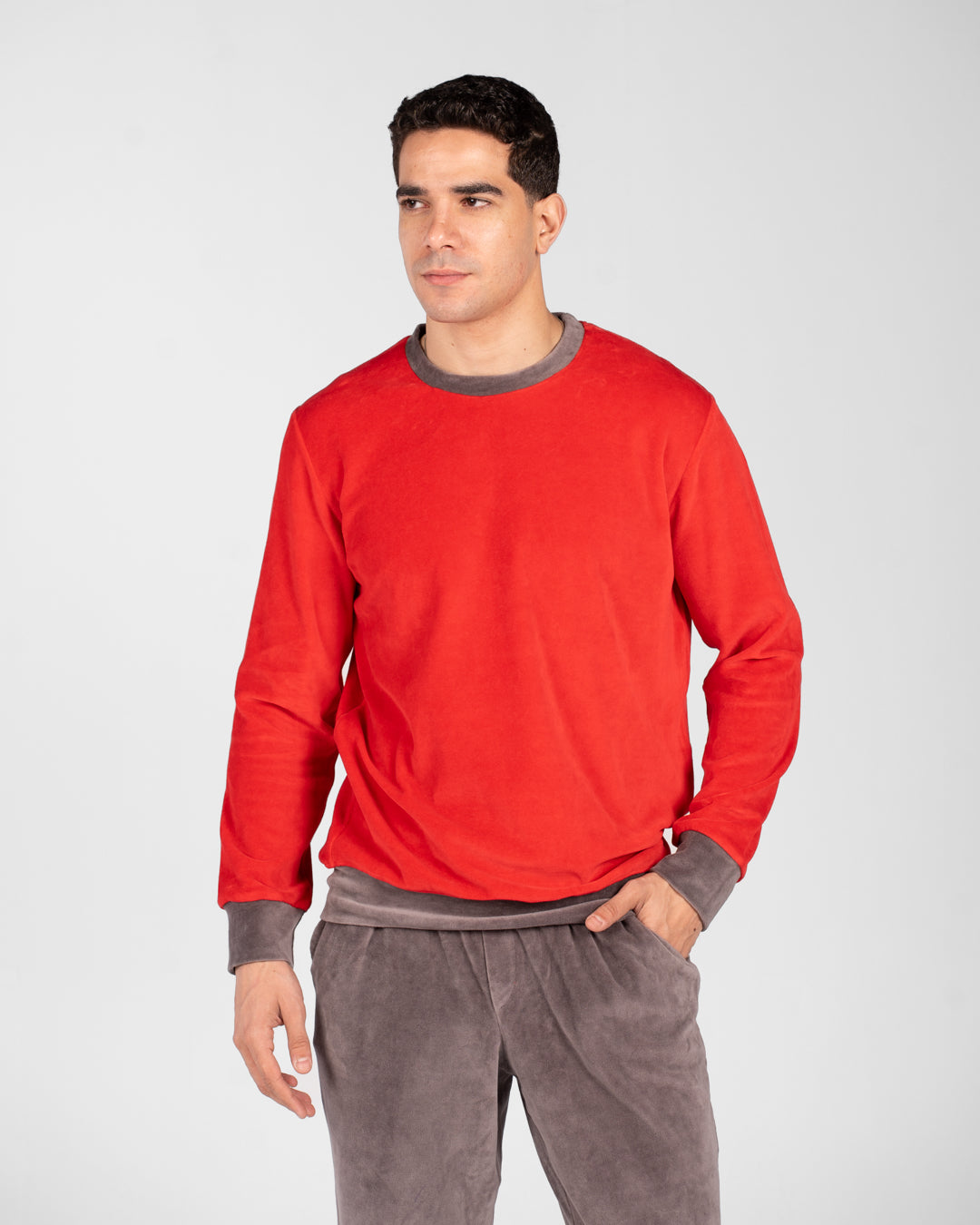 بيجامة مخملية سادة للرجال