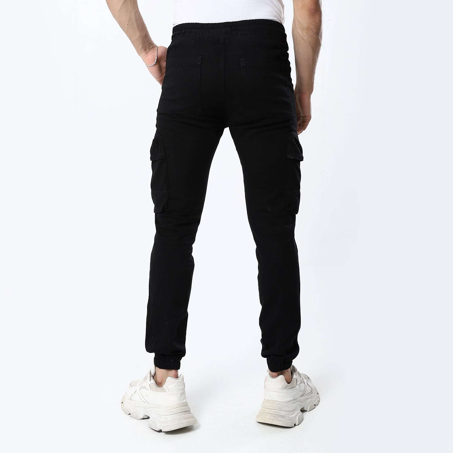 Black Gabardine Cargo Fit Pants