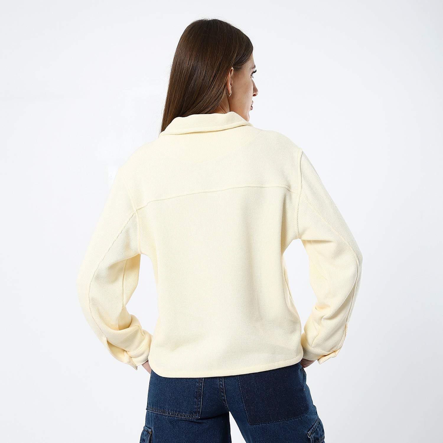 Pique Fleeced Yellowish Beige Sweatshirt