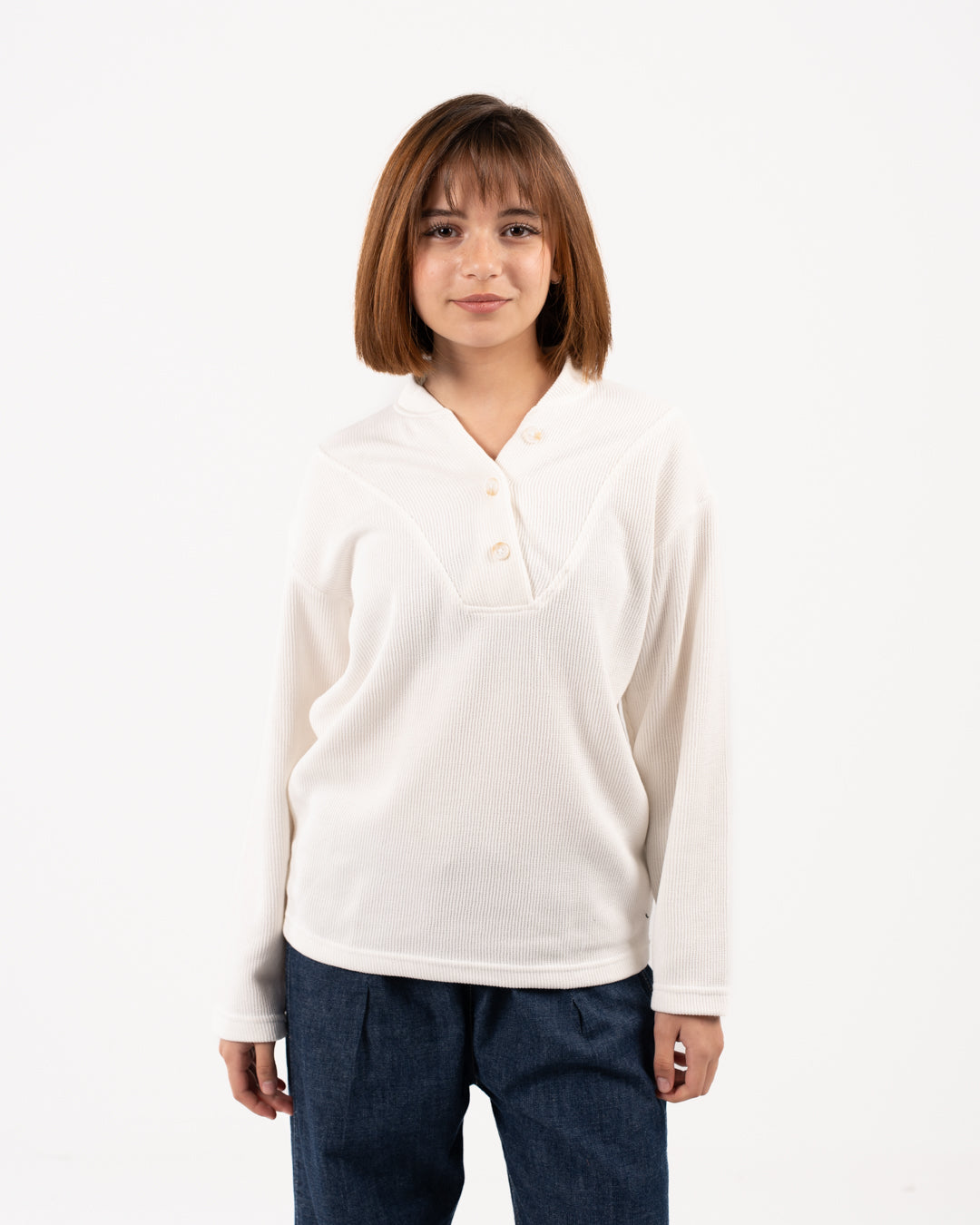 Buttoned Jacquard SweatShirt Girls