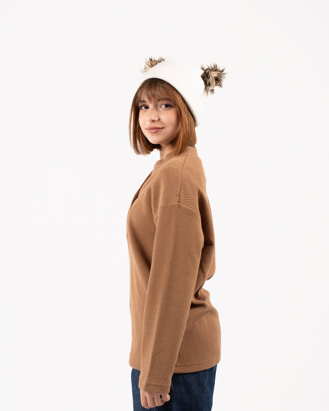 سويت شيرت جاكار بأزرار للبنات