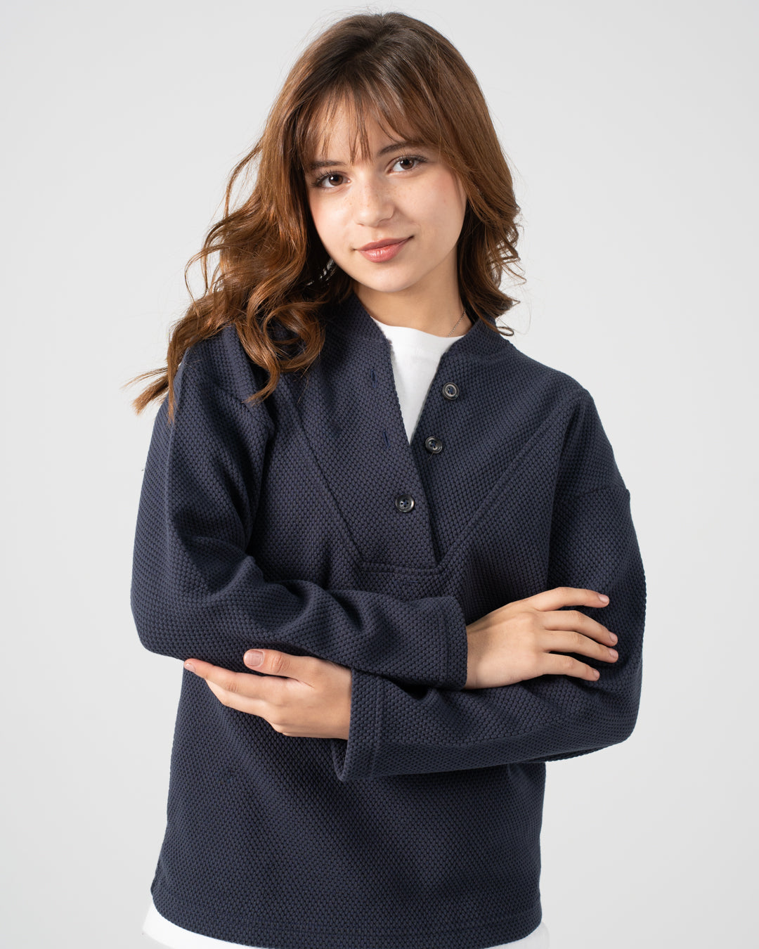 Buttoned Jacquard SweatShirt Girls