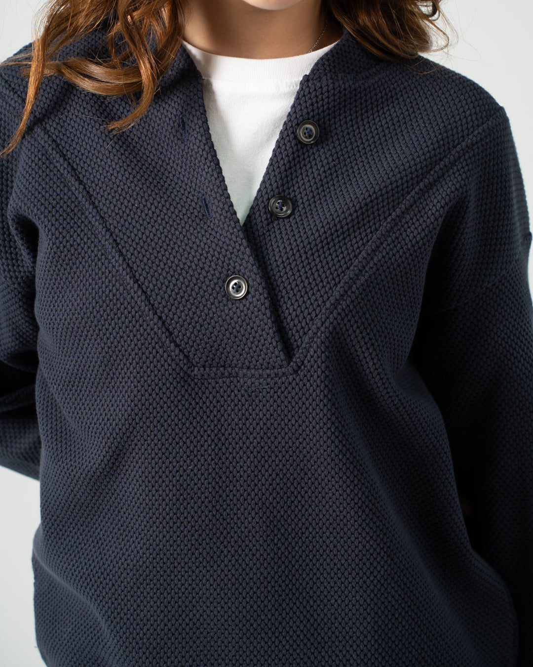 Buttoned Jacquard SweatShirt Girls