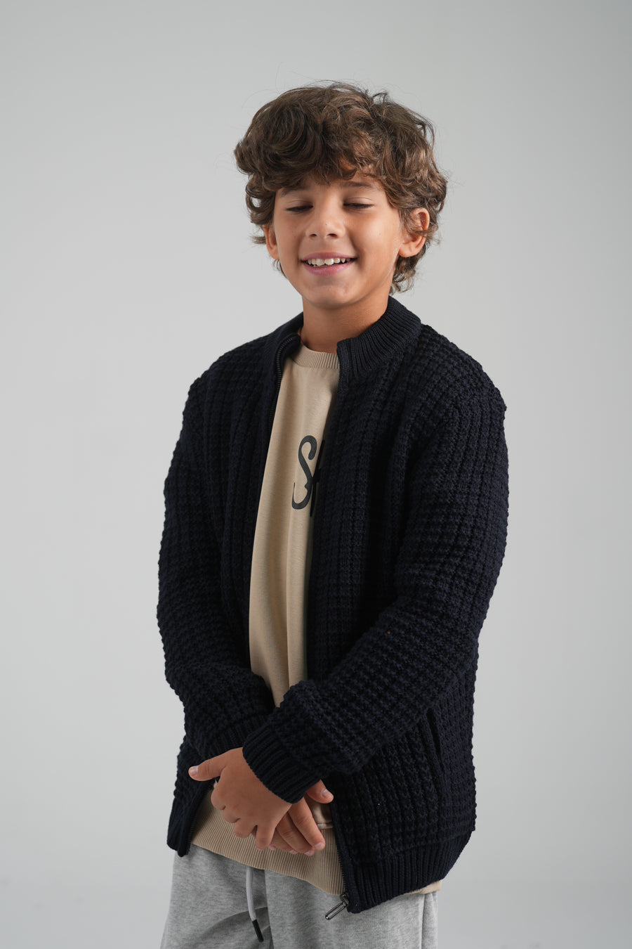 Waffle Knit Boy Pullover