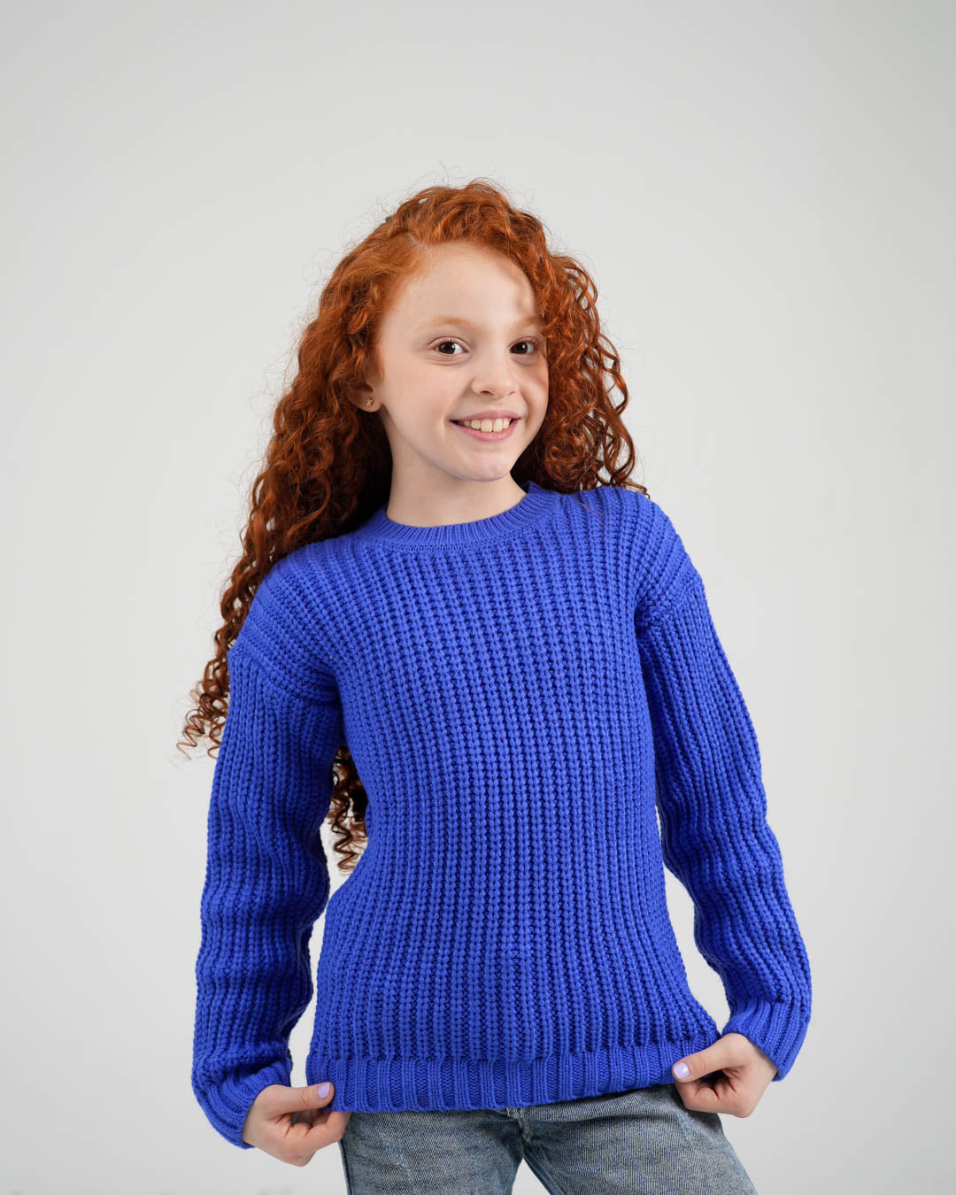 Round High Neck Girl Pullover