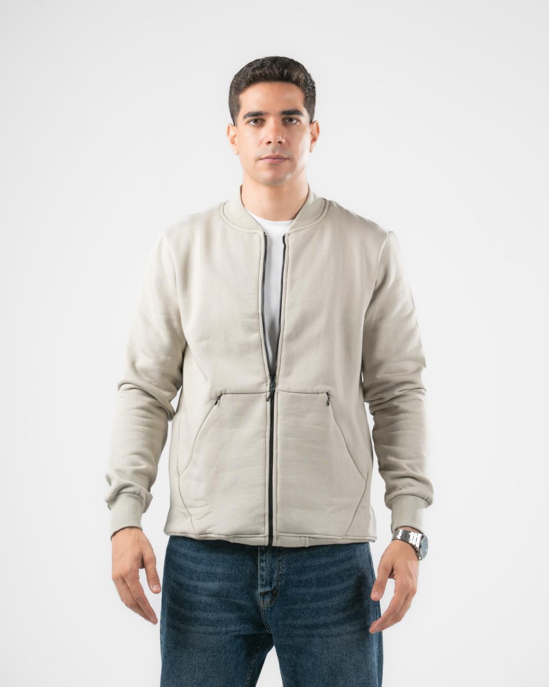 سويت شيرت بسحّاب أمامي ورقبة مستديرة