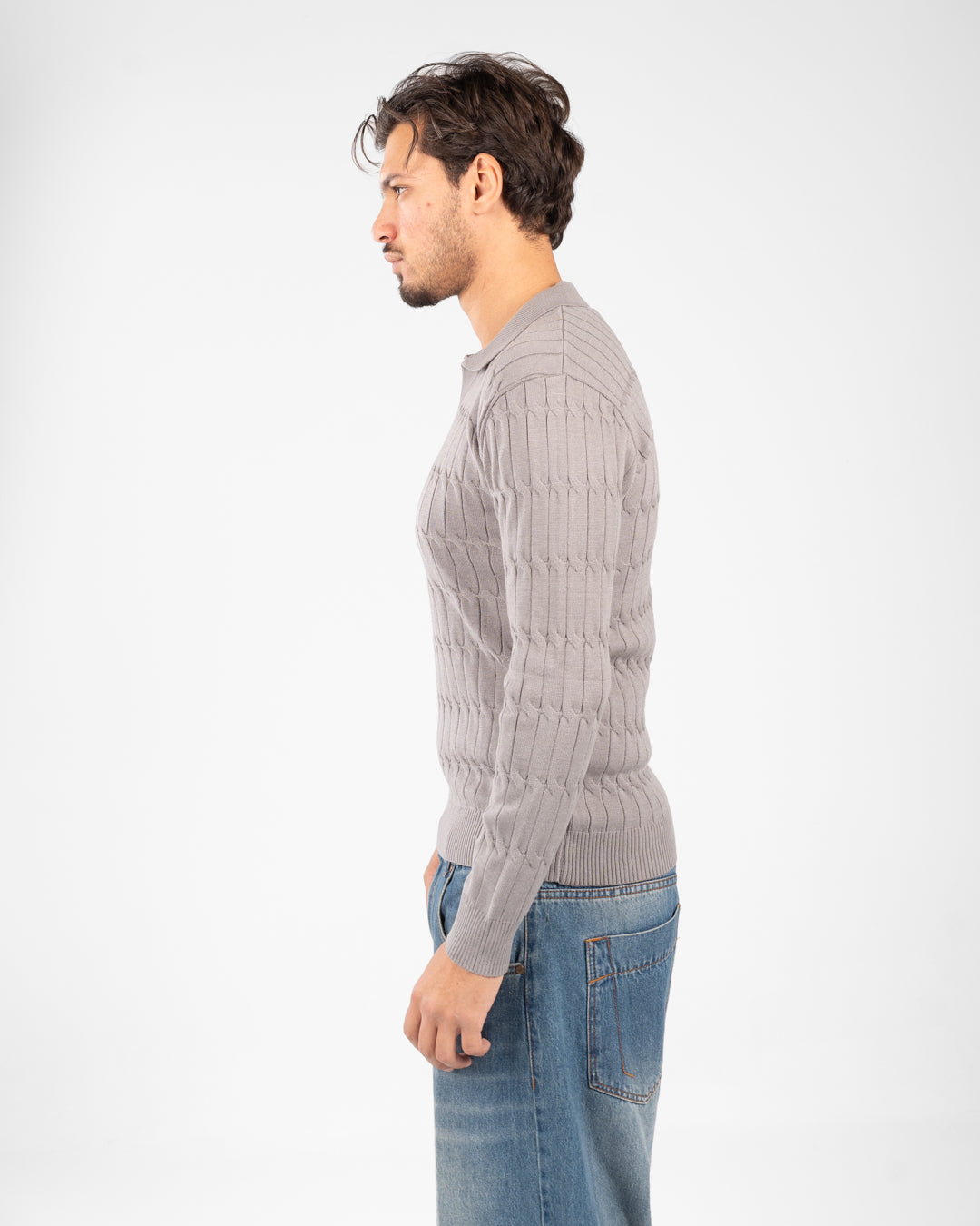 بلوفر رجالي مضفر سادة