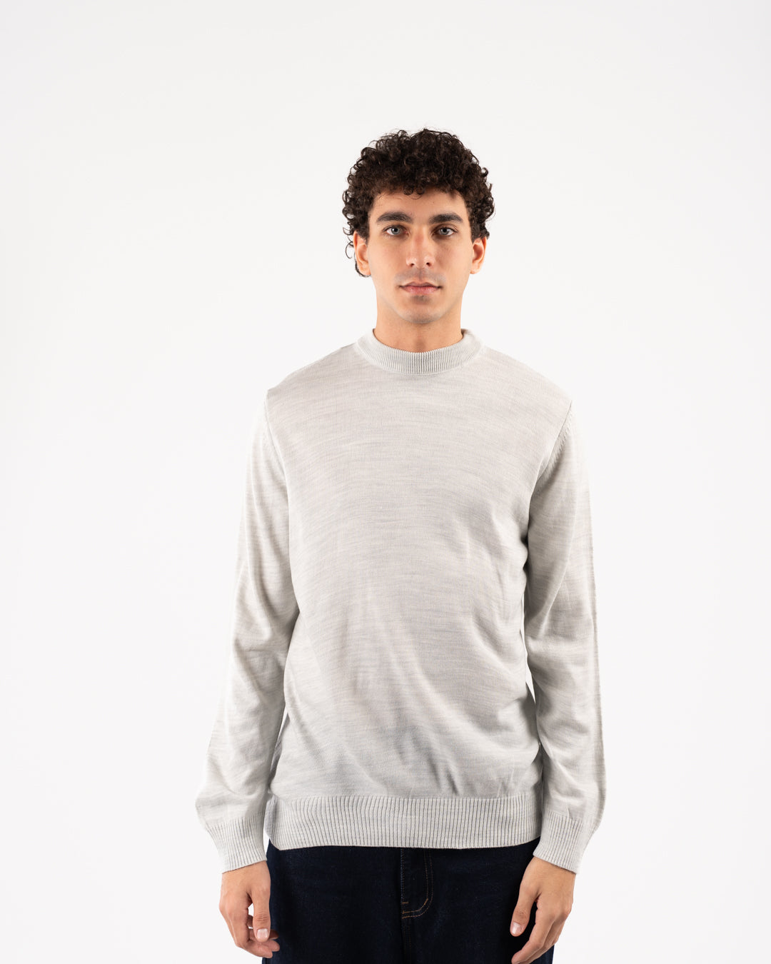 سترة رجالية أساسية بياقة دائرية