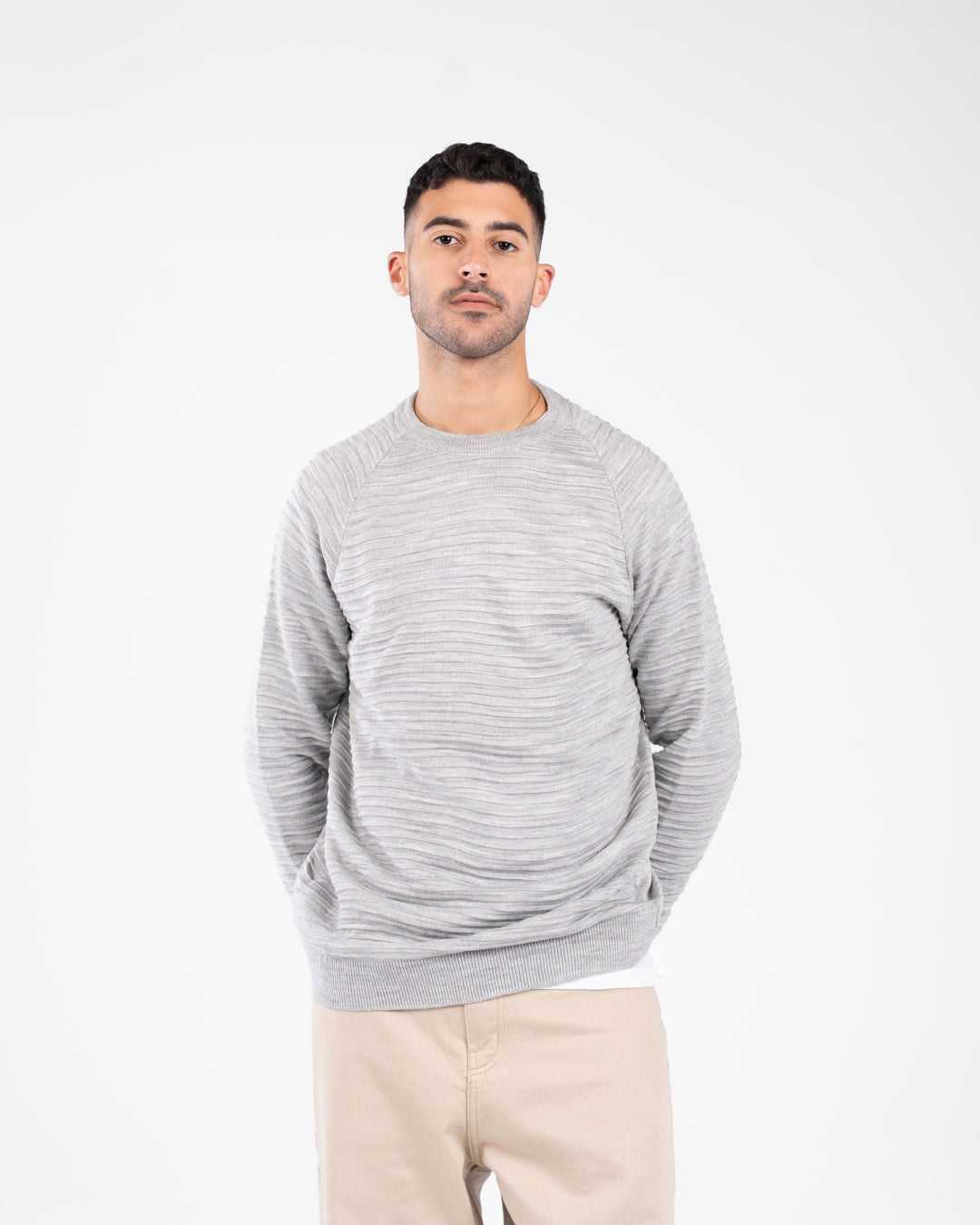 Men Round Neck Plain Pullover