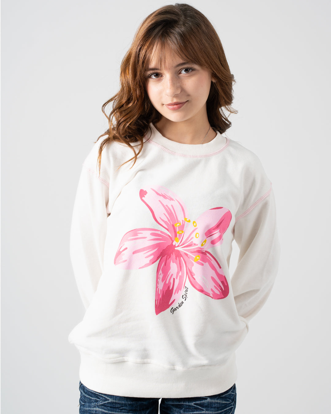 Round Neck Lily Printed SweatShirt
