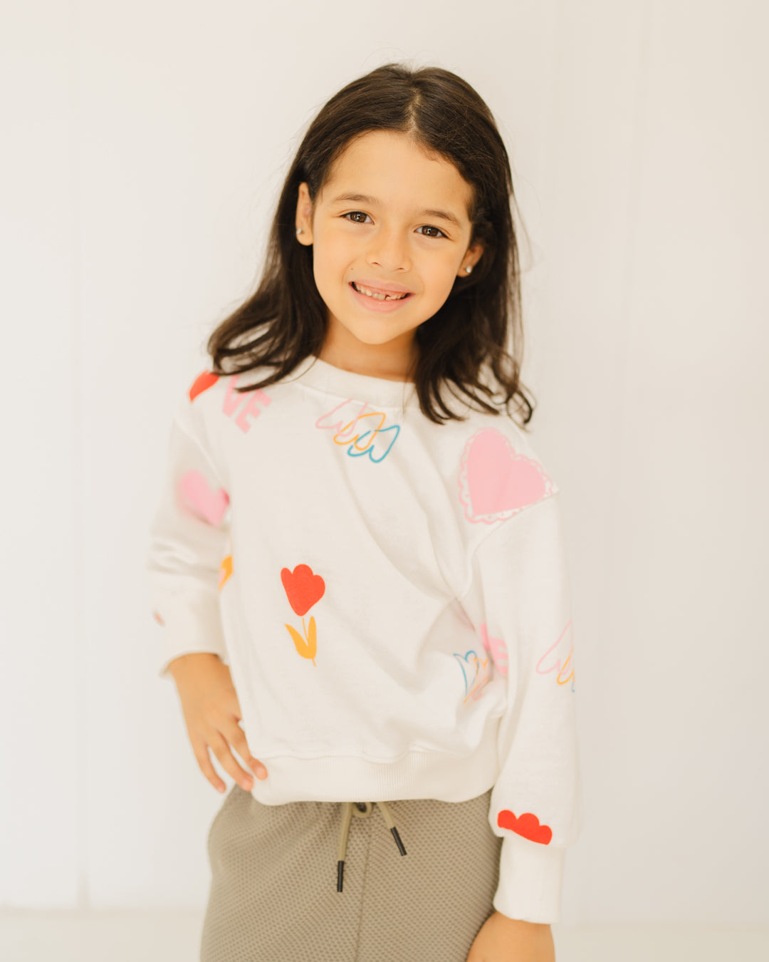 Love Printed Round Neck SweatShirt