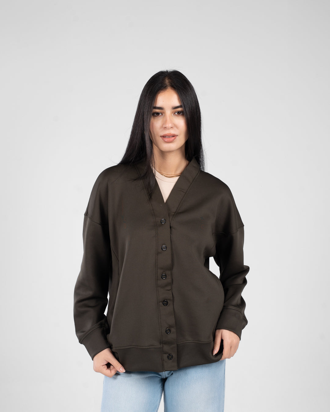 Women Buttoned Sweatshirt