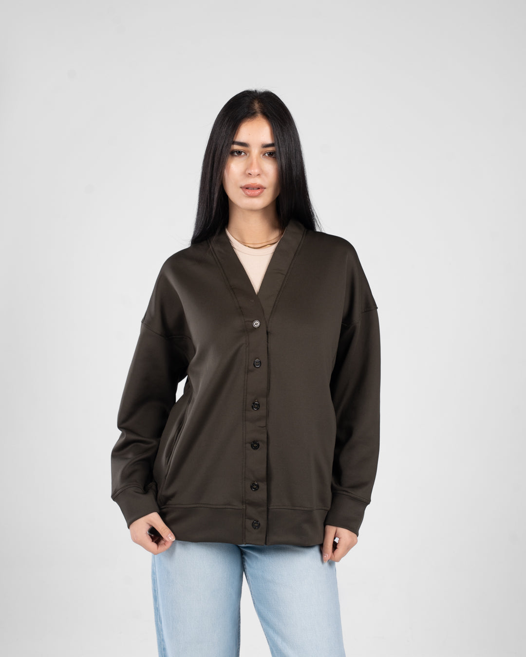 Women Buttoned Sweatshirt