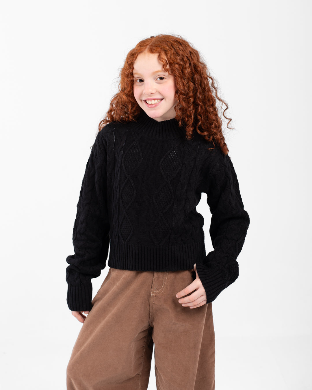 Girls Crewneck Braided Pullover