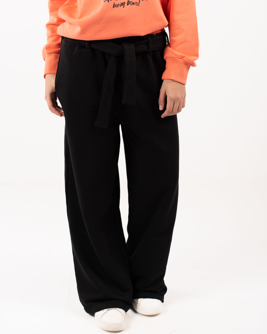 بنطلون رياضي واسع الساق مع رباط للفتيات