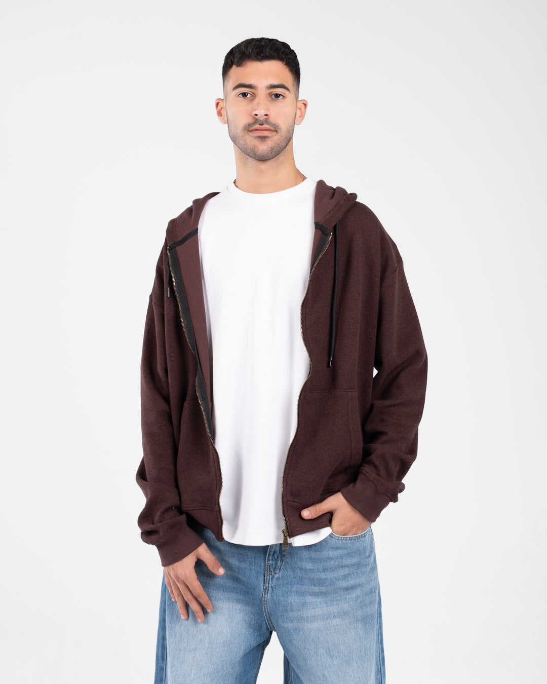 Men Zippered Hoodied Sweatshirt