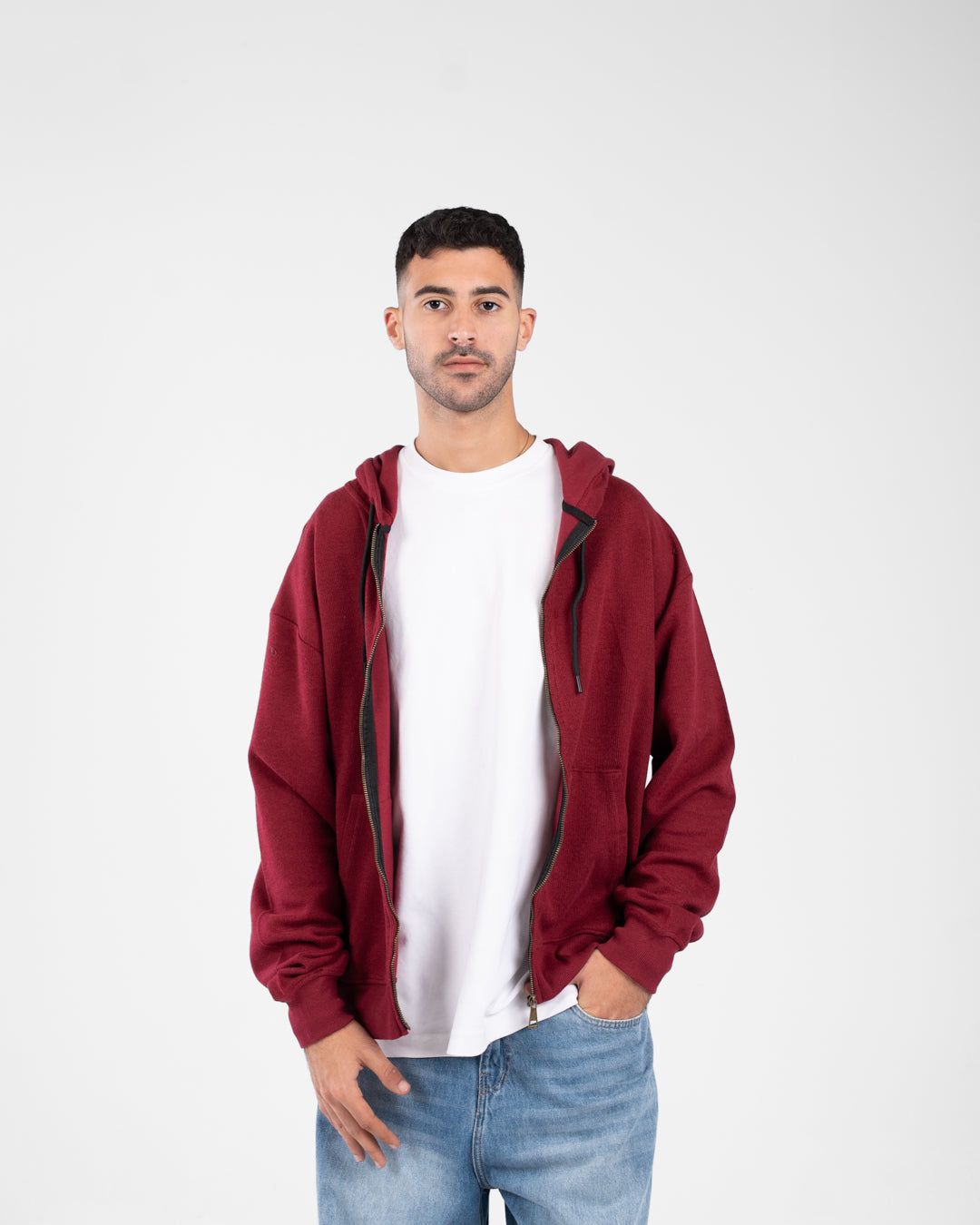 Men Zippered Hoodied Sweatshirt