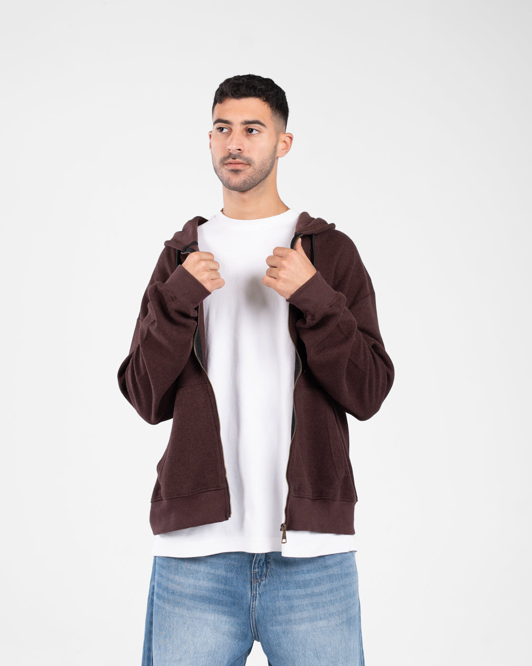 Men Zippered Hoodied Sweatshirt