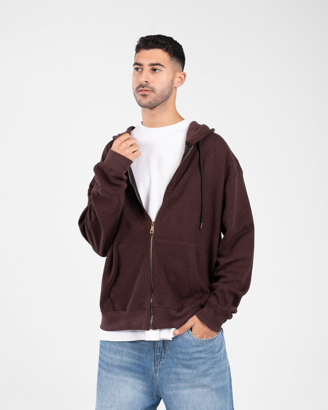 Men Zippered Hoodied Sweatshirt