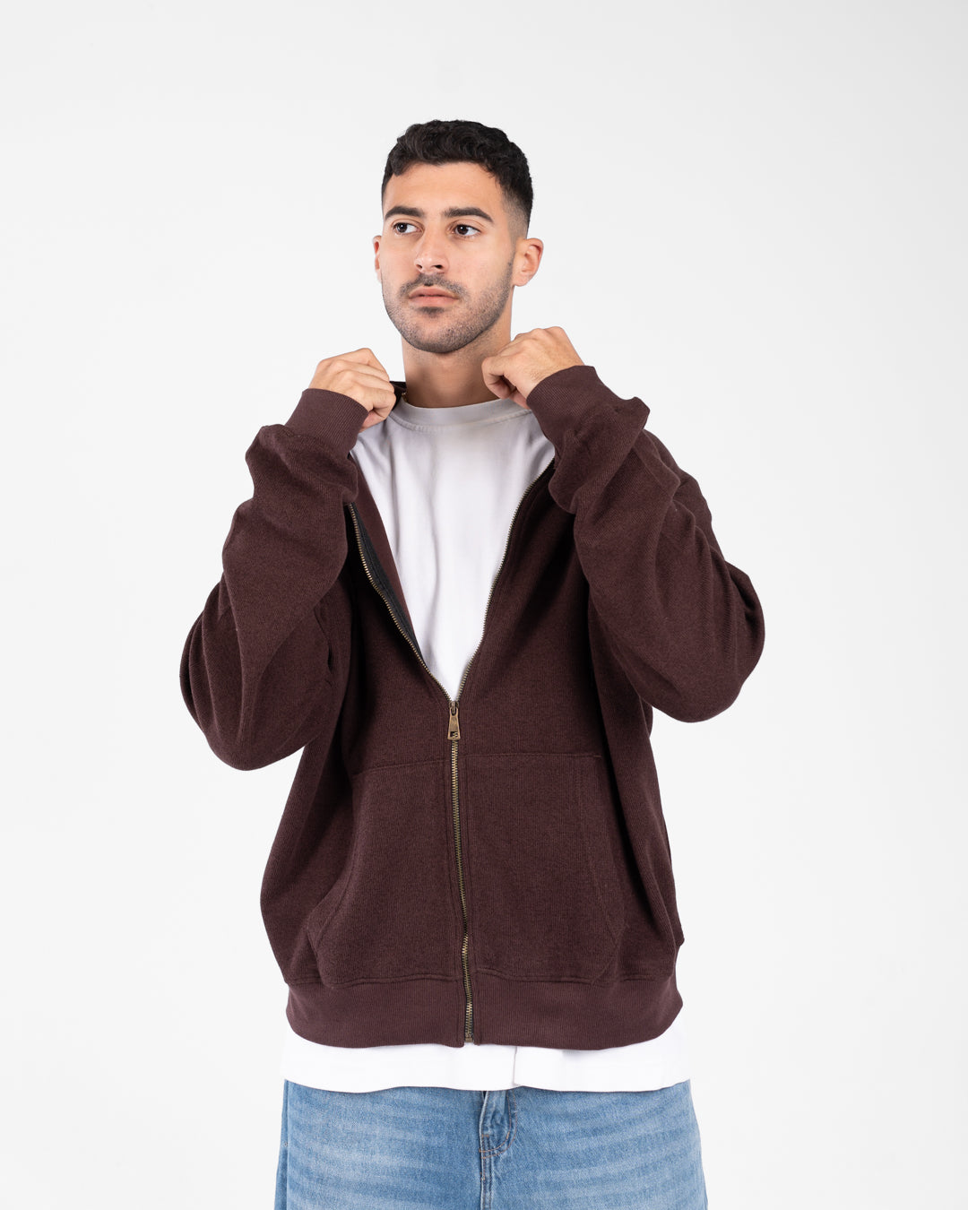 Men Zippered Hoodied Sweatshirt