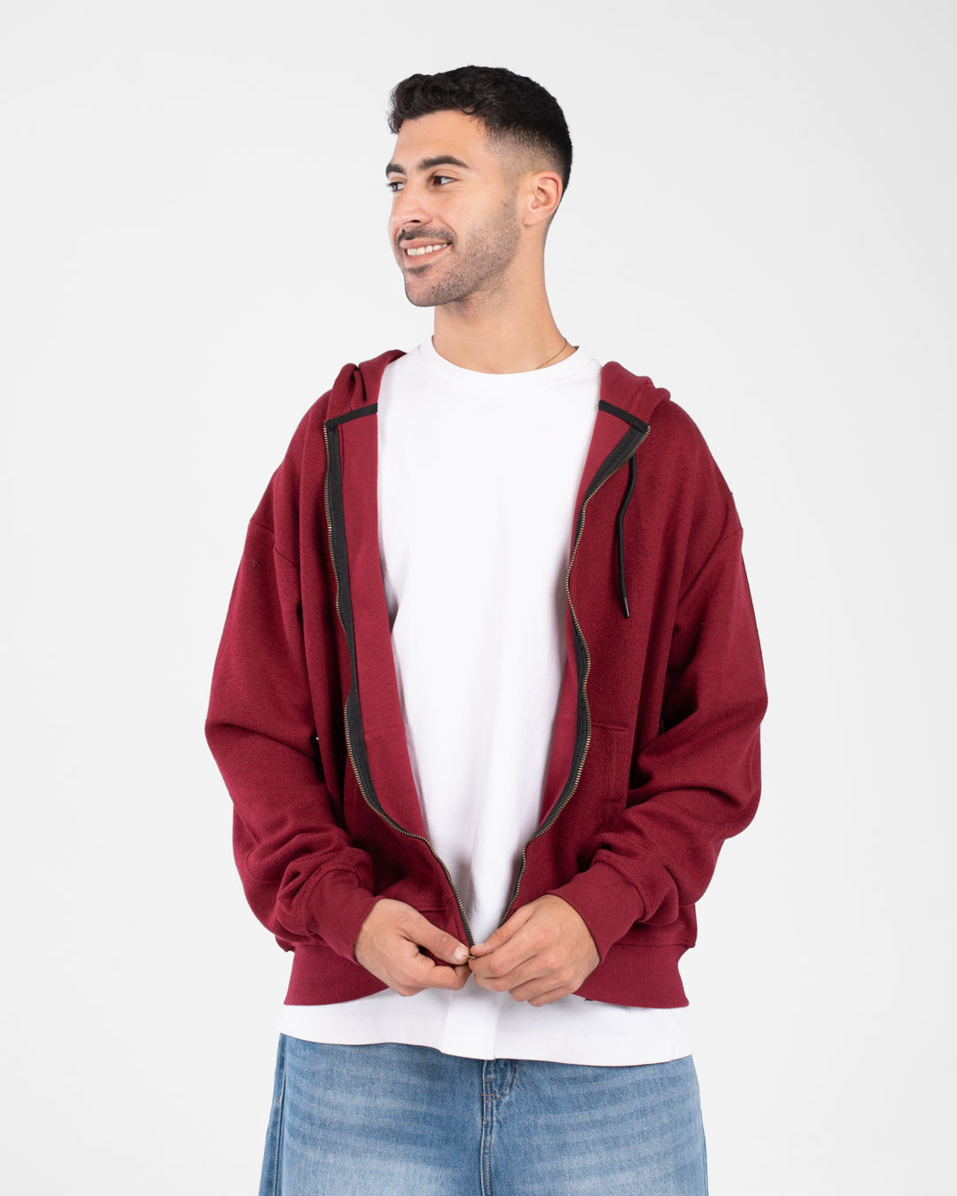 Men Zippered Hoodied Sweatshirt