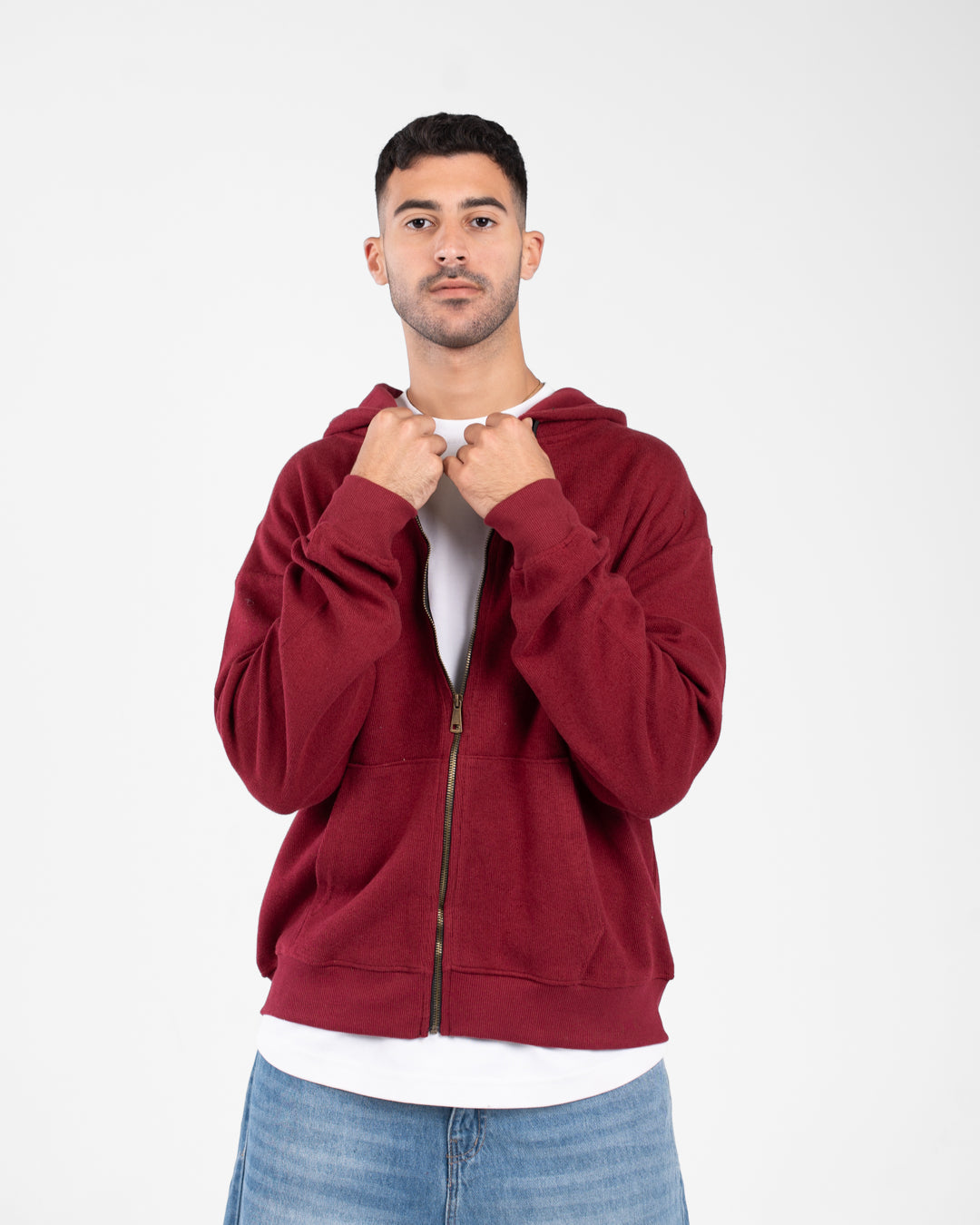 Men Zippered Hoodied Sweatshirt