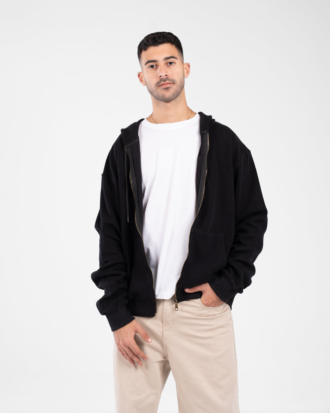 Men Zippered Hoodied Sweatshirt