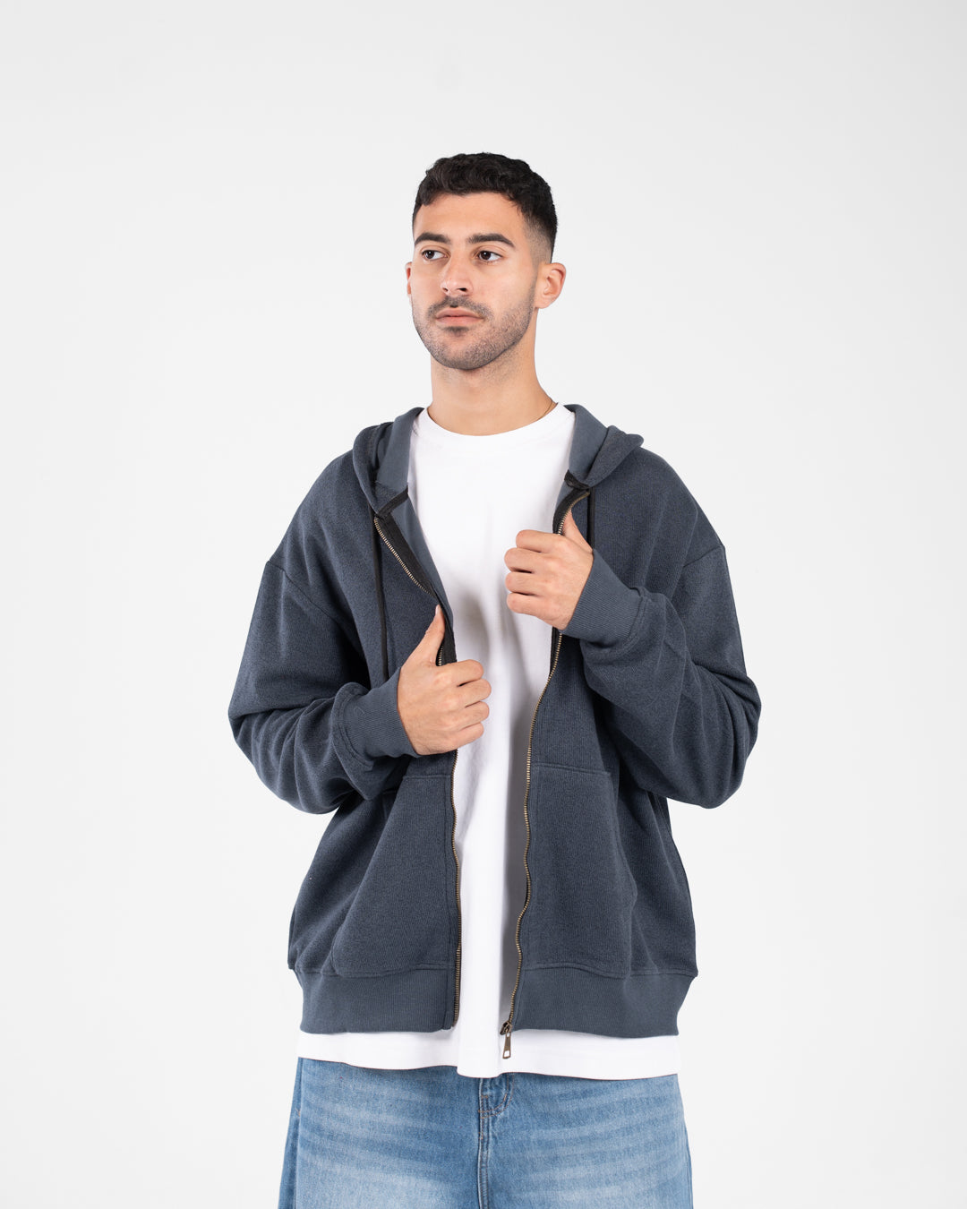 Men Zippered Hoodied Sweatshirt
