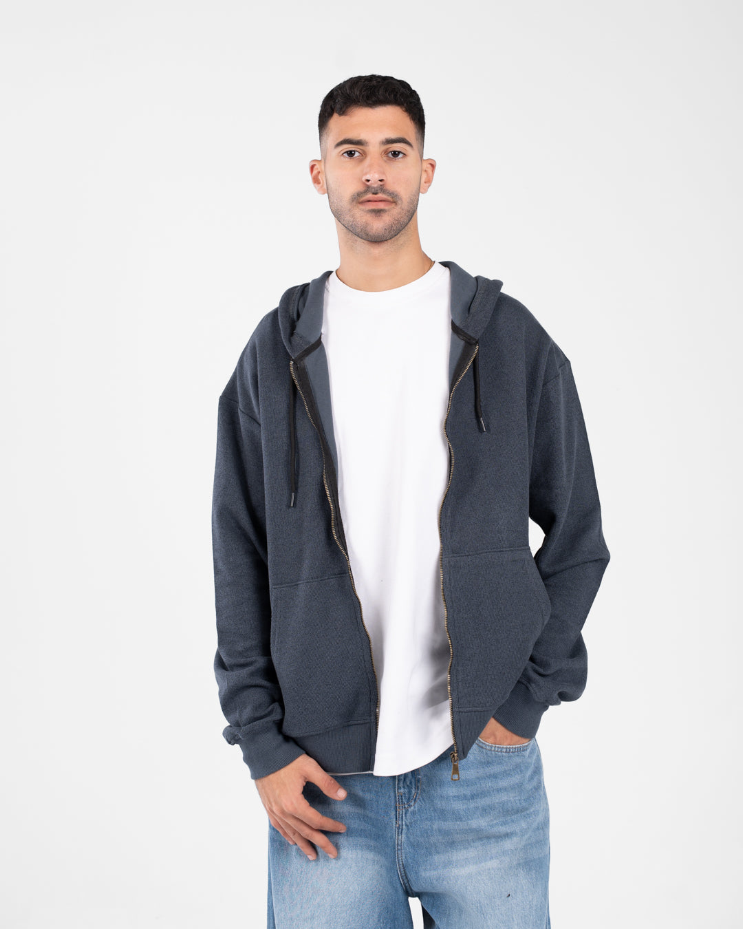 Men Zippered Hoodied Sweatshirt