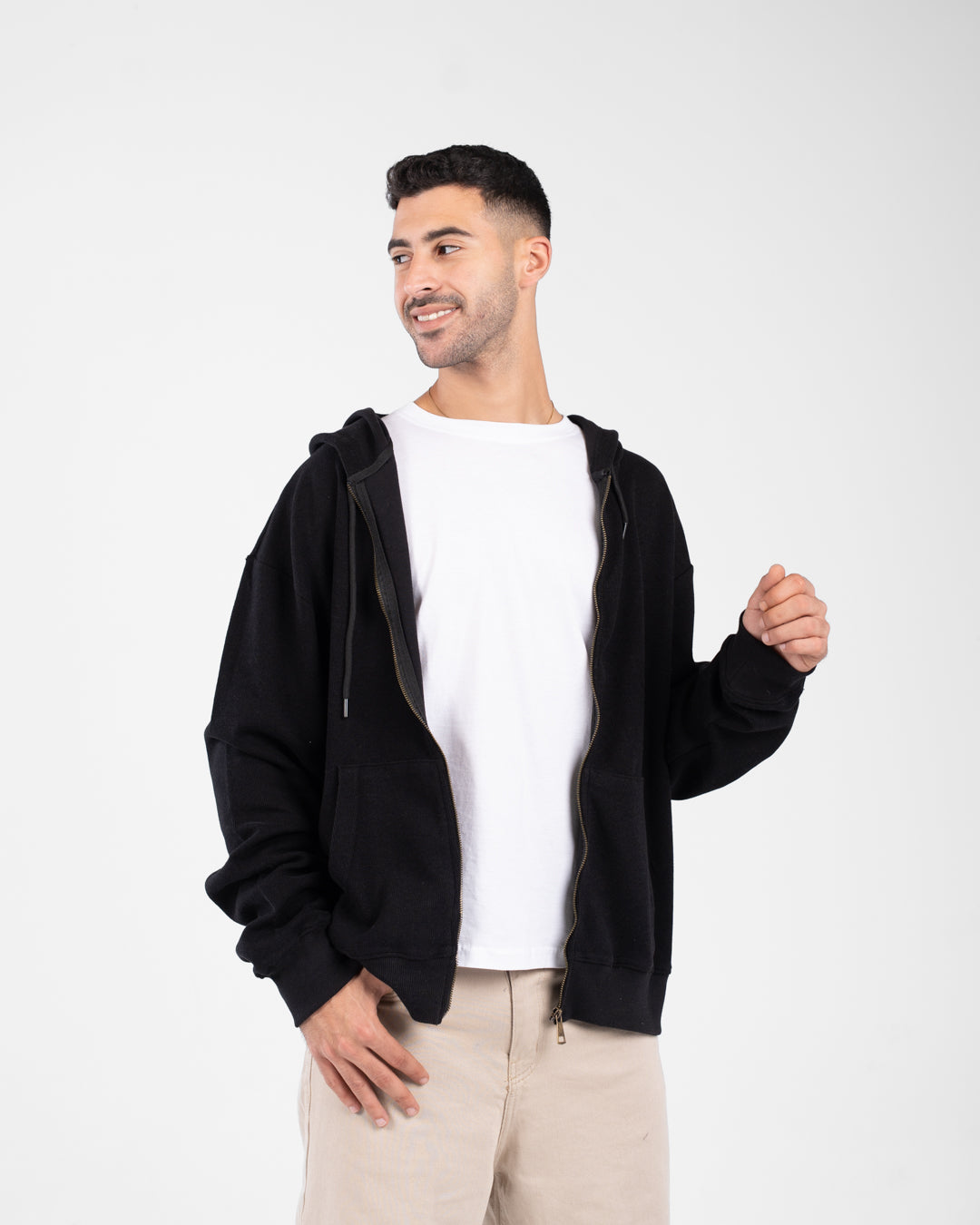 Men Zippered Hoodied Sweatshirt