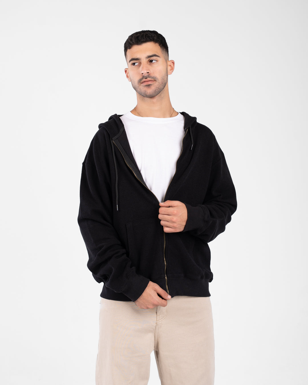 Men Zippered Hoodied Sweatshirt