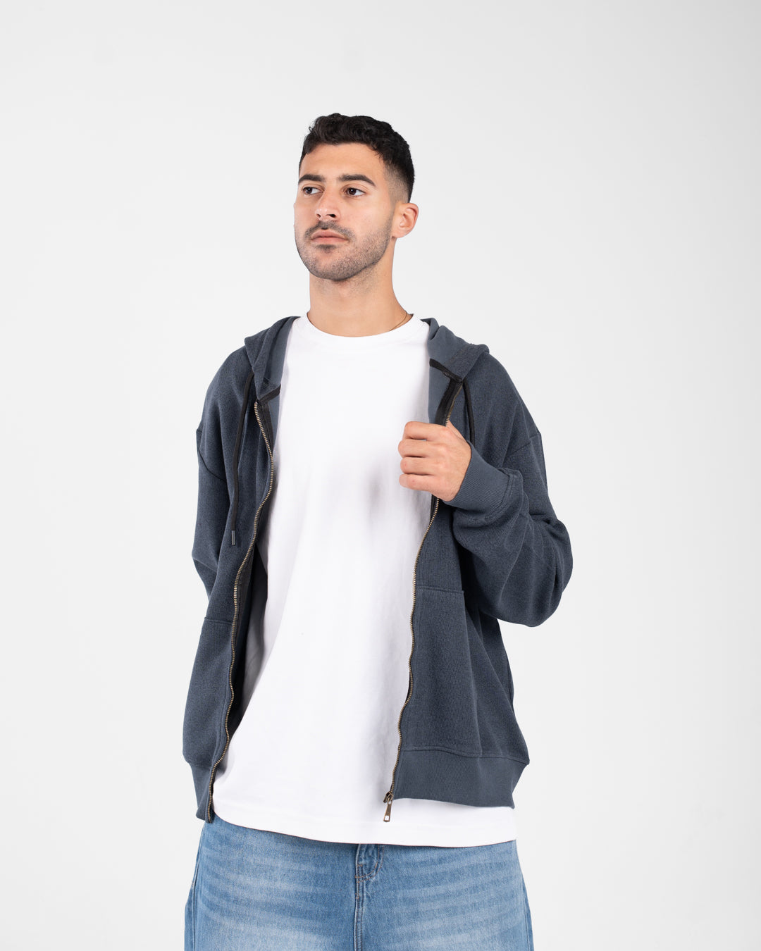 Men Zippered Hoodied Sweatshirt