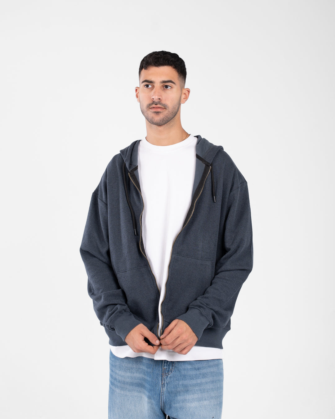 Men Zippered Hoodied Sweatshirt