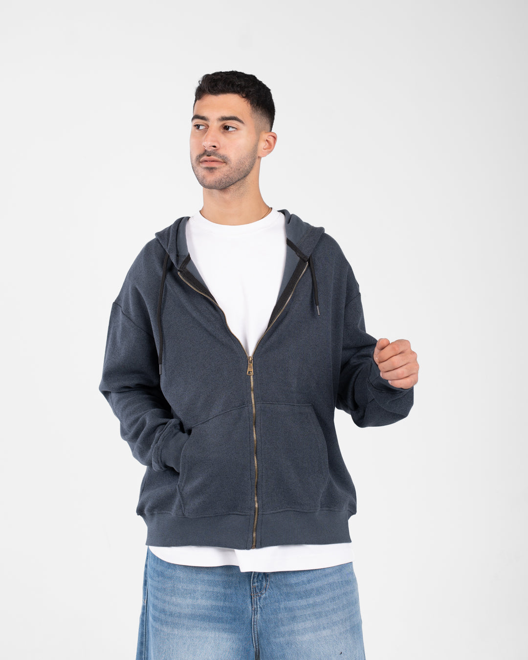 Men Zippered Hoodied Sweatshirt