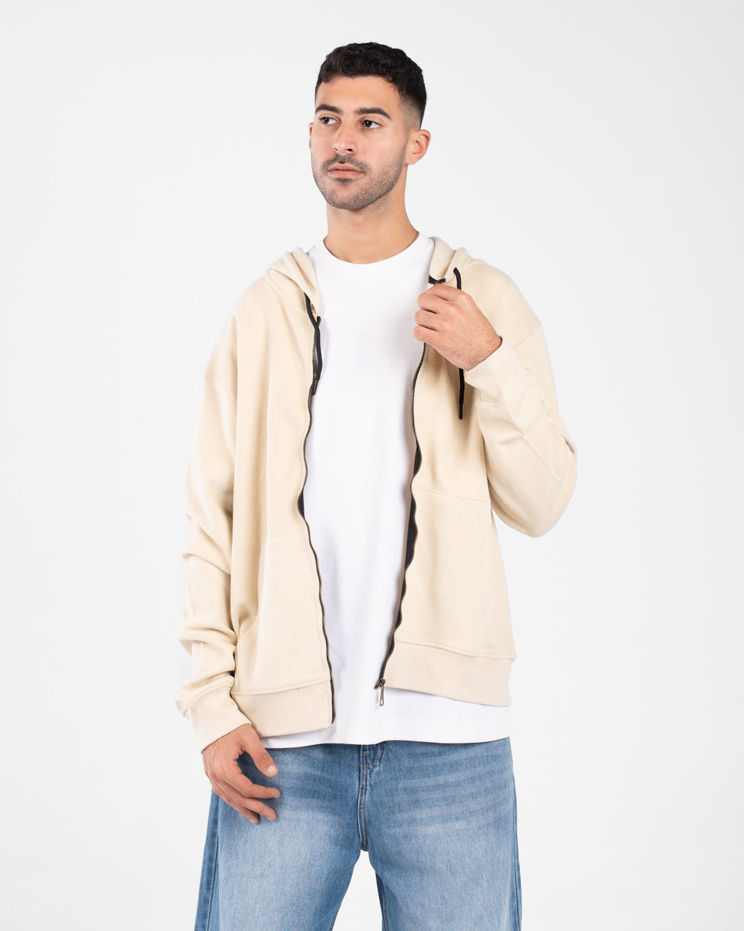 Men Zippered Hoodied Sweatshirt