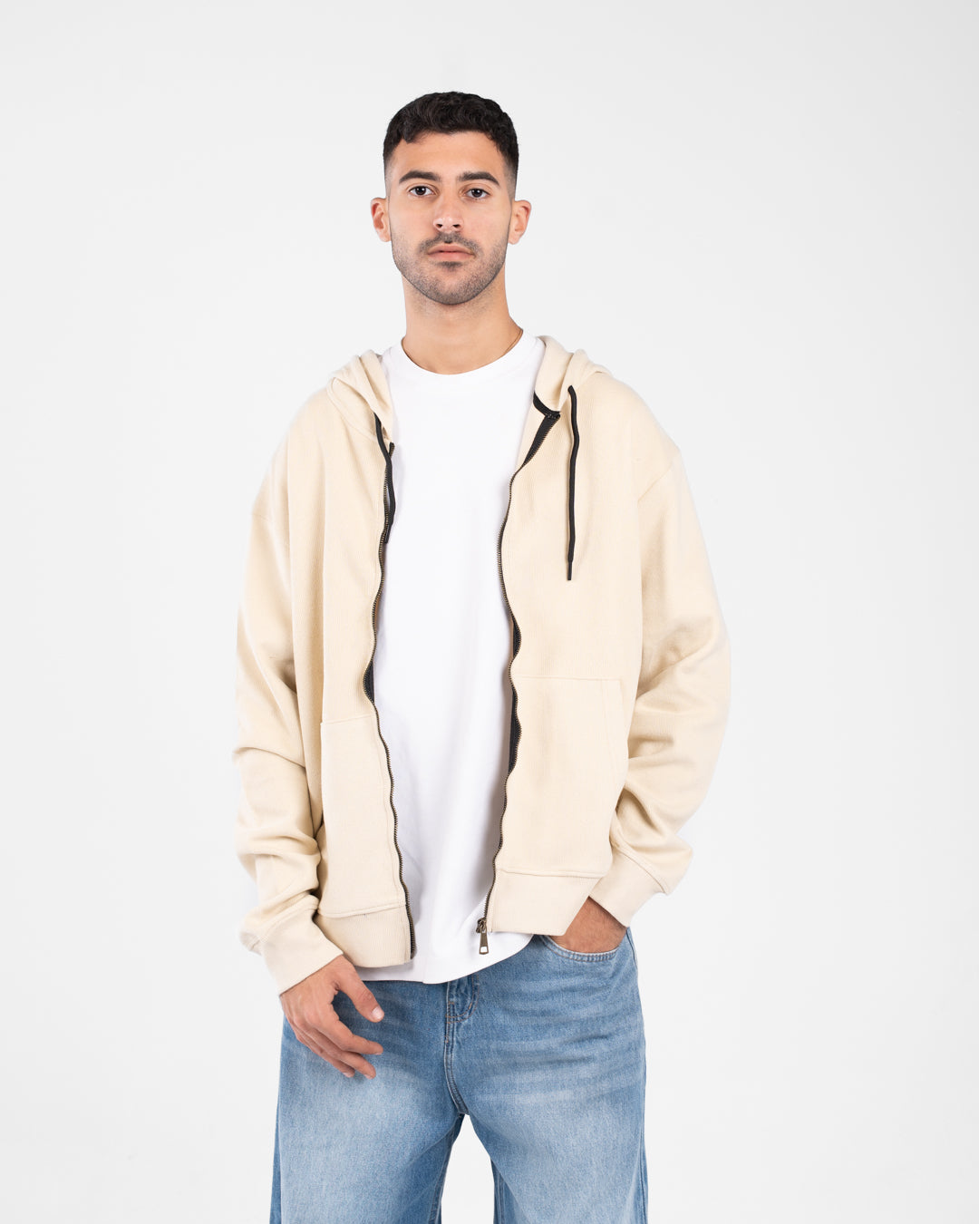 Men Zippered Hoodied Sweatshirt