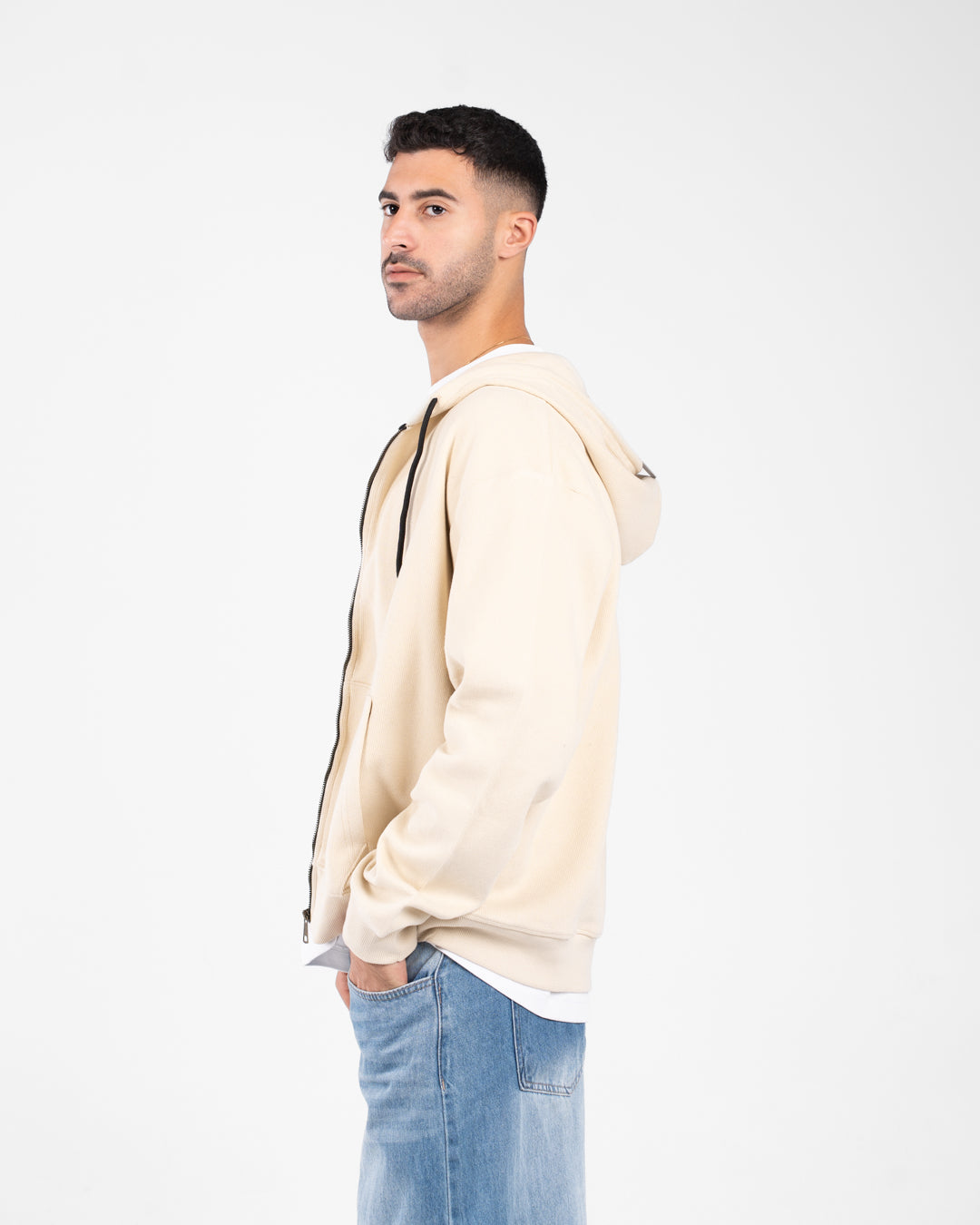 Men Zippered Hoodied Sweatshirt