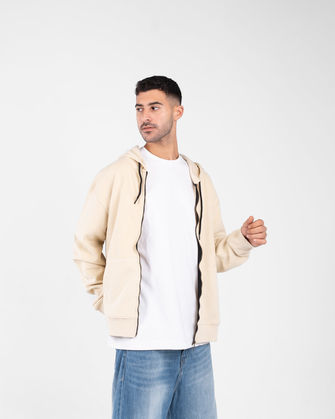 Men Zippered Hoodied Sweatshirt